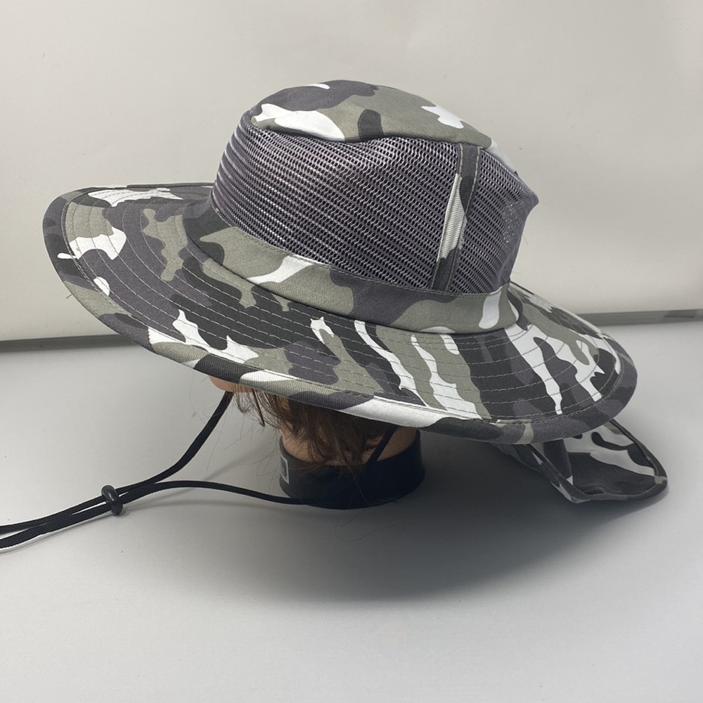 ‼️Large La & Com Unisex Camo Design Adjustable Sun Hat with Neck Flap, Wide Brim